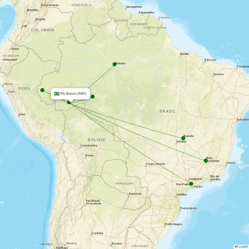 Route map over RBR airport