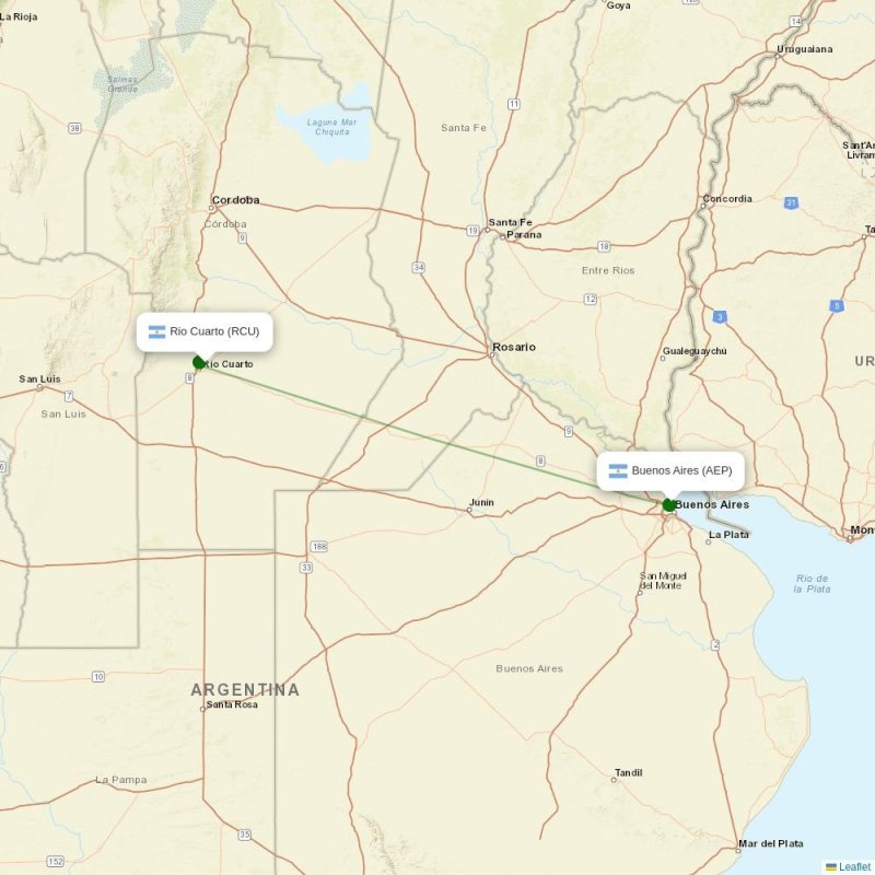 Route map over RCU airport