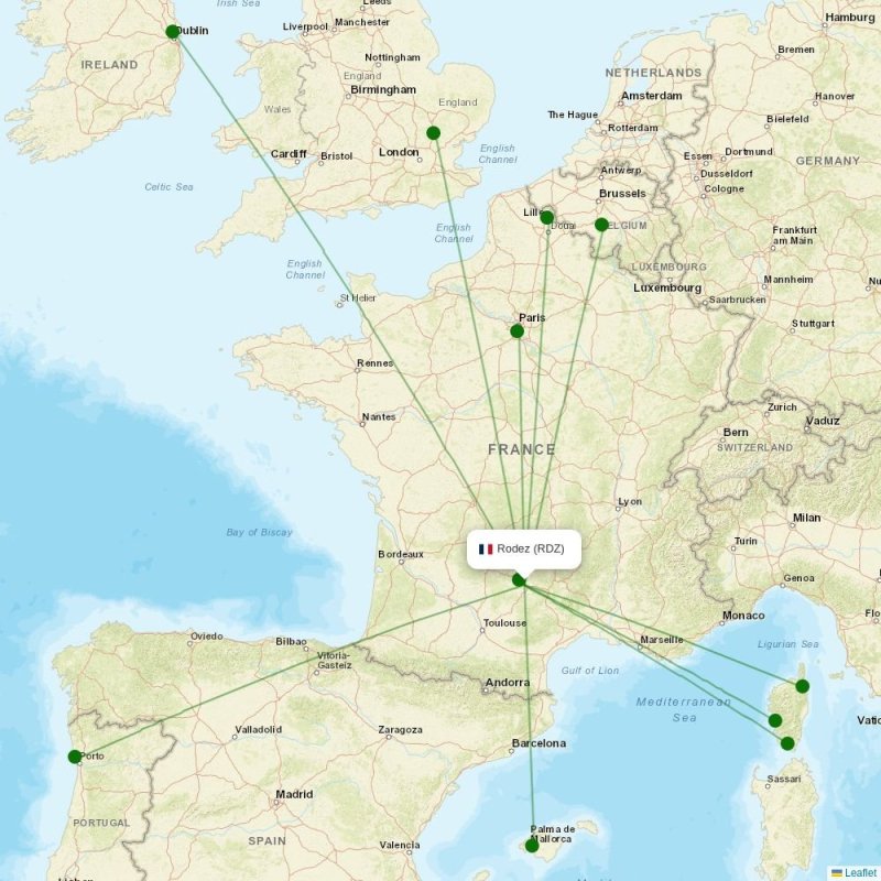 Route map over RDZ airport