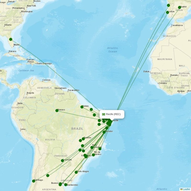 Route map over REC airport