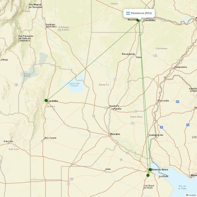Route map over RES airport