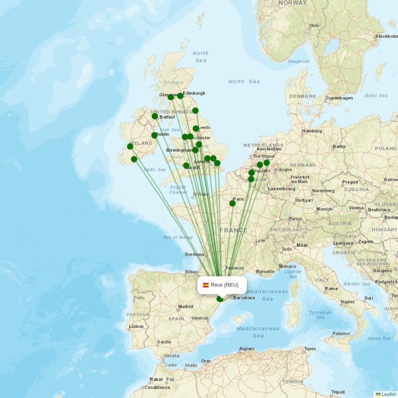 Route map over REU airport