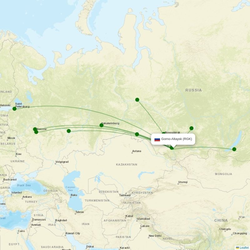 Route map over RGK airport