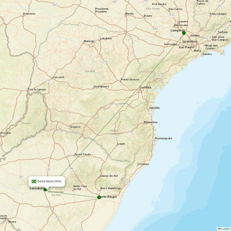 Route map over RIA airport