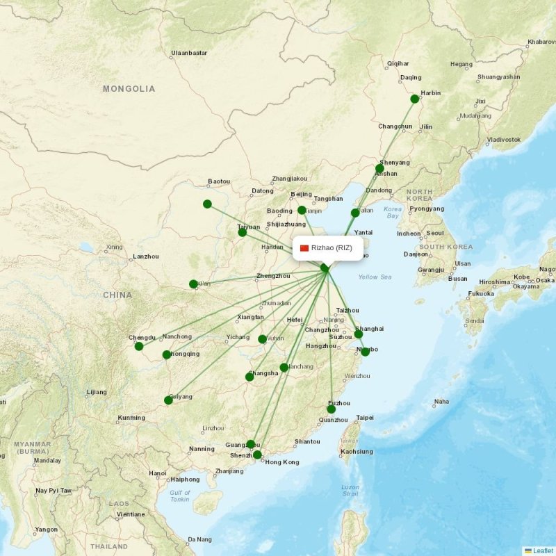 Route map over RIZ airport