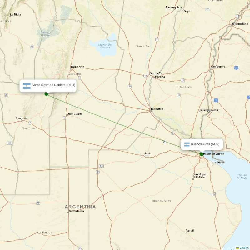 Route map over RLO airport