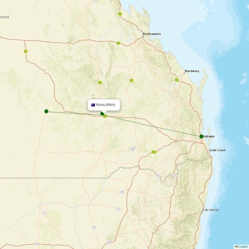 Route map over RMA airport