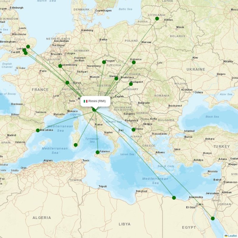 Route map over RMI airport