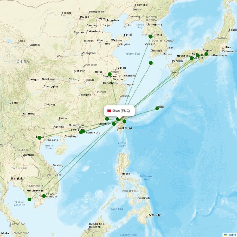 Route map over RMQ airport
