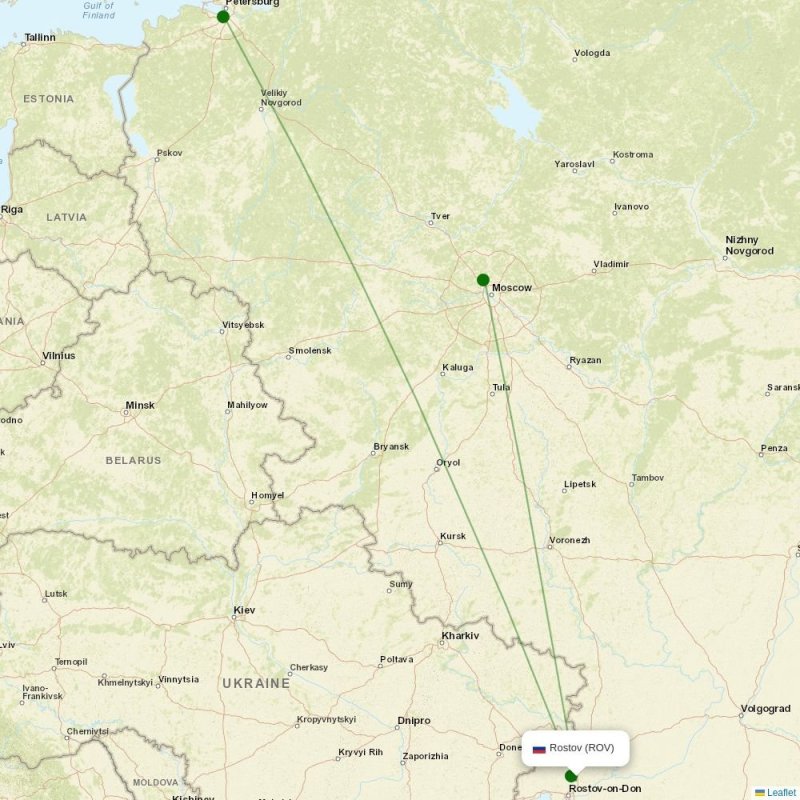 Route map over ROV airport