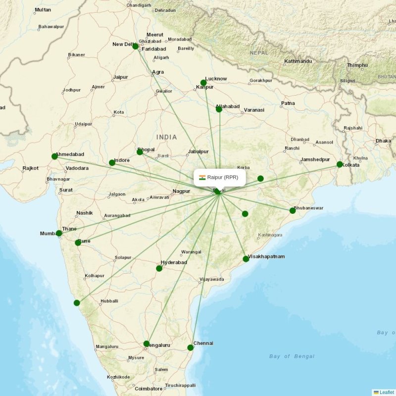 Route map over RPR airport