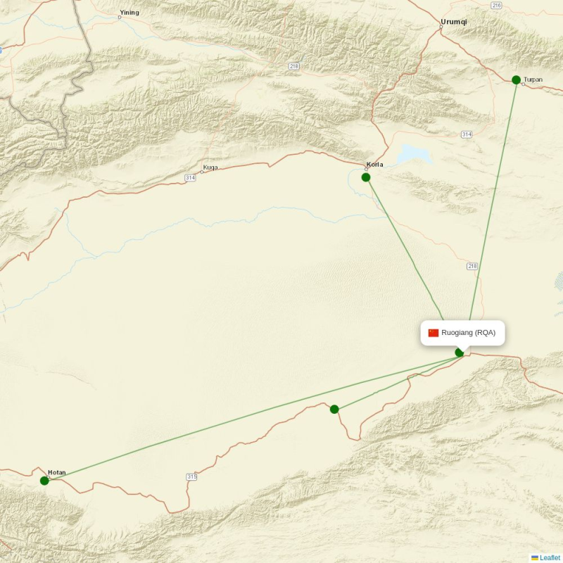 Route map over RQA airport