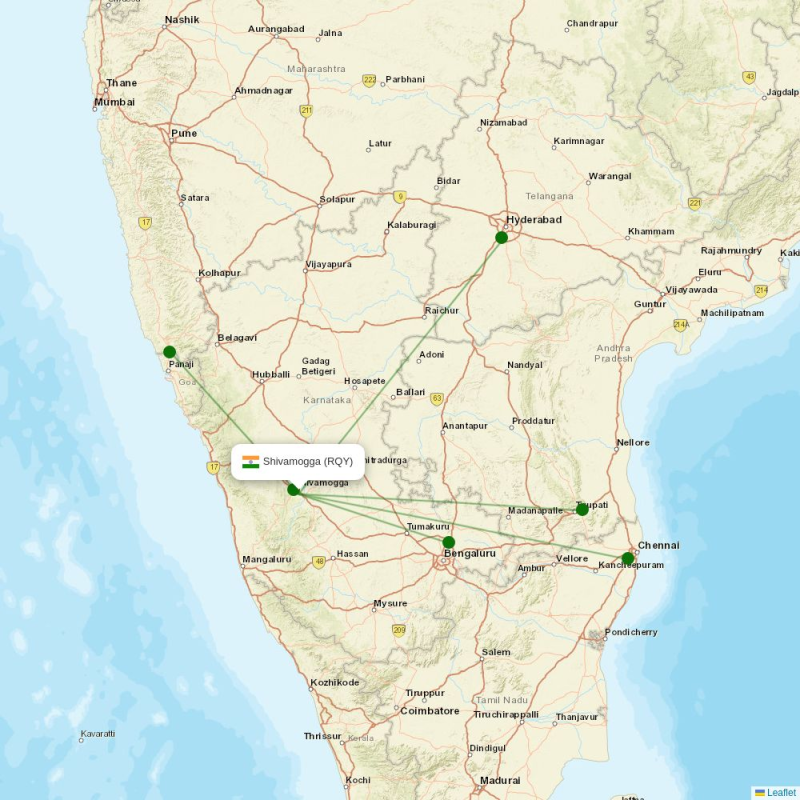 Route map over RQY airport