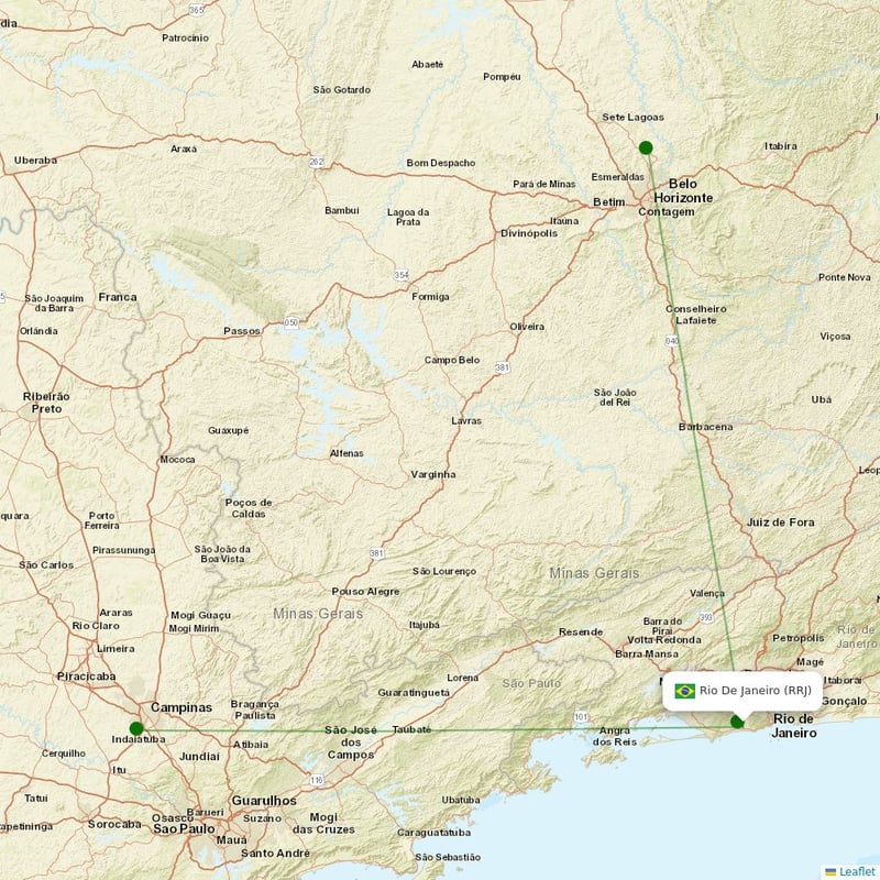 Route map over RRJ airport
