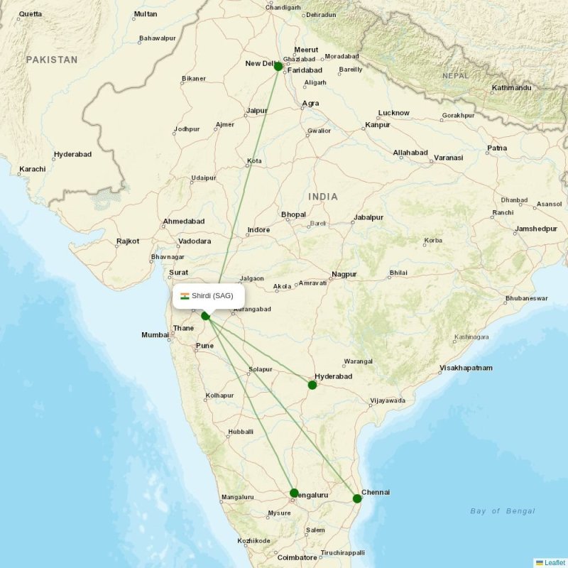 Route map over SAG airport