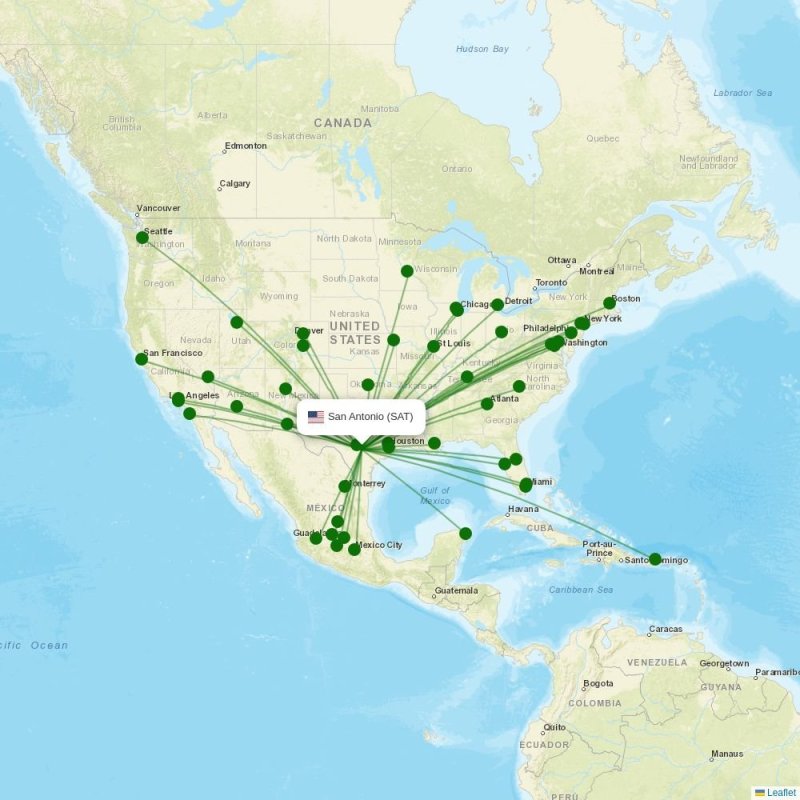 Route map San Antonio  SAT airport