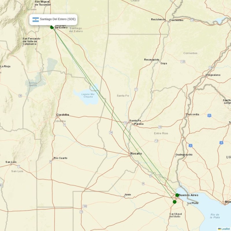 Route map over SDE airport