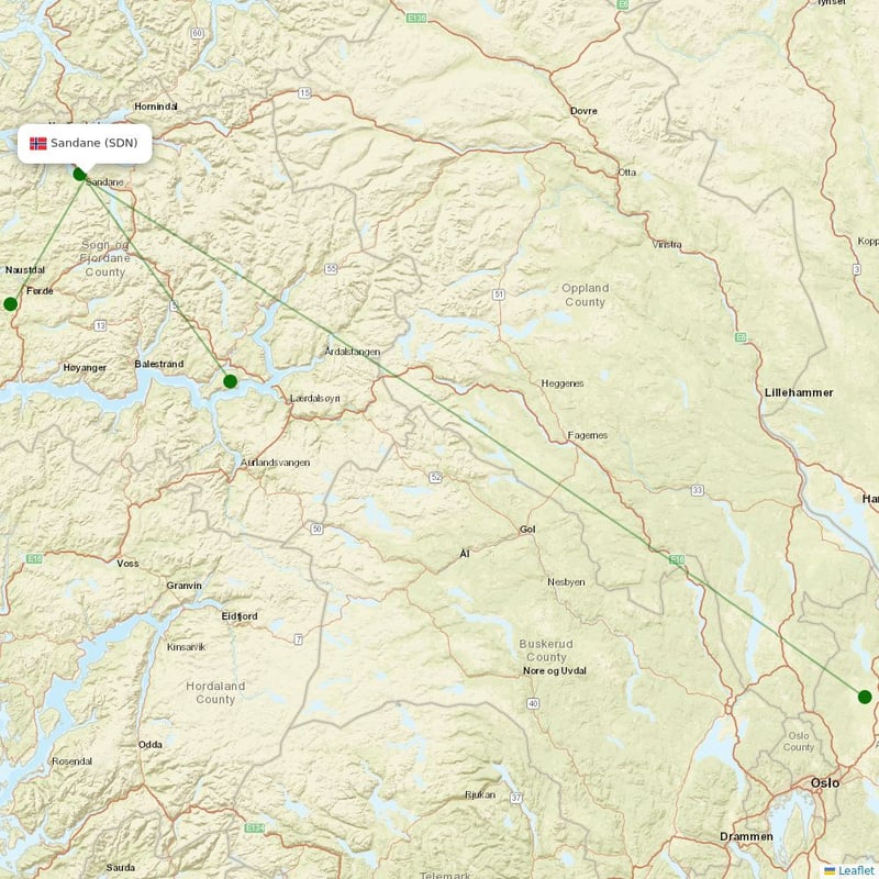 Route map over SDN airport