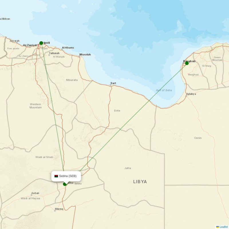 Route map over SEB airport