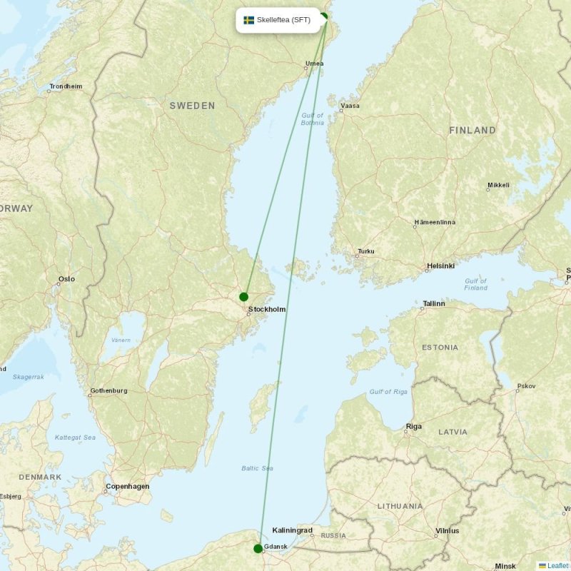Route map over SFT airport