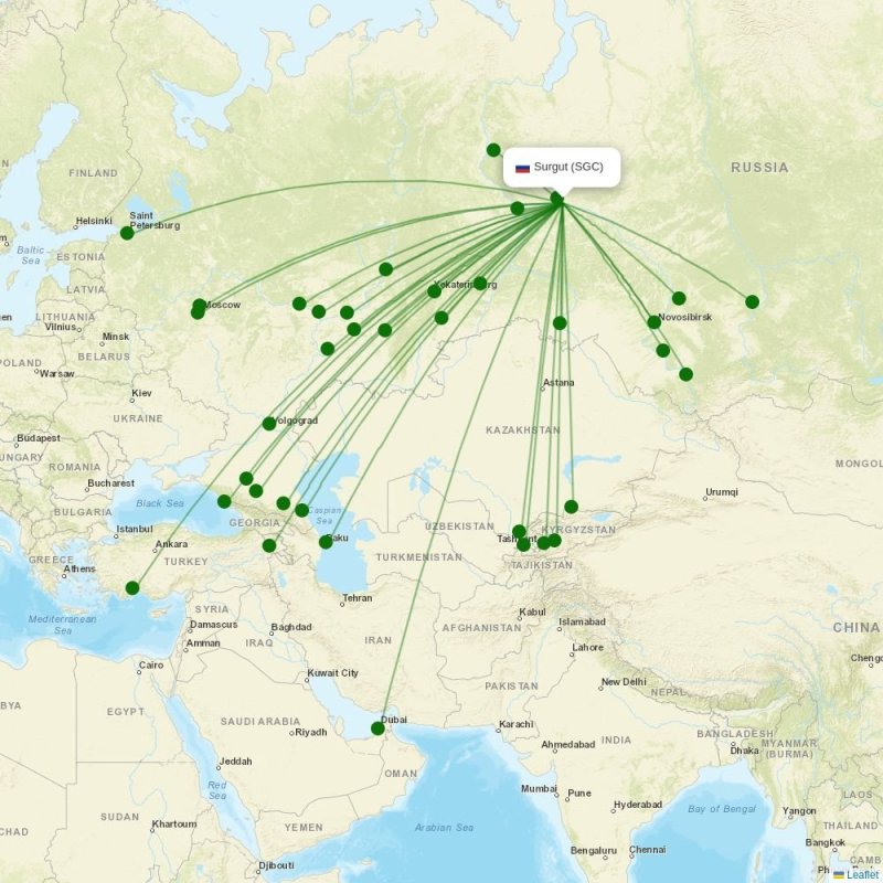 Route map over SGC airport
