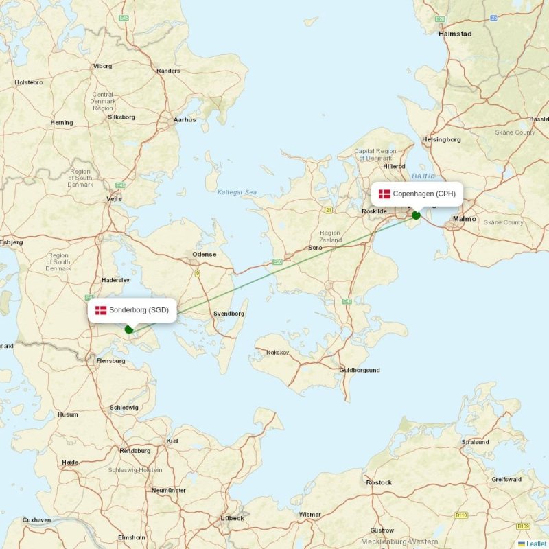 Route map over SGD airport