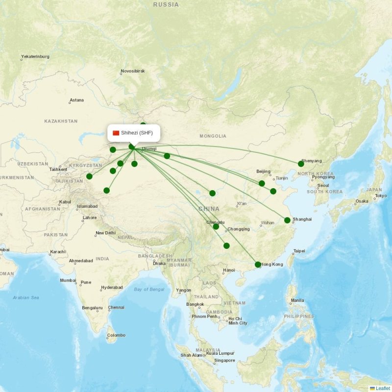 Route map over SHF airport