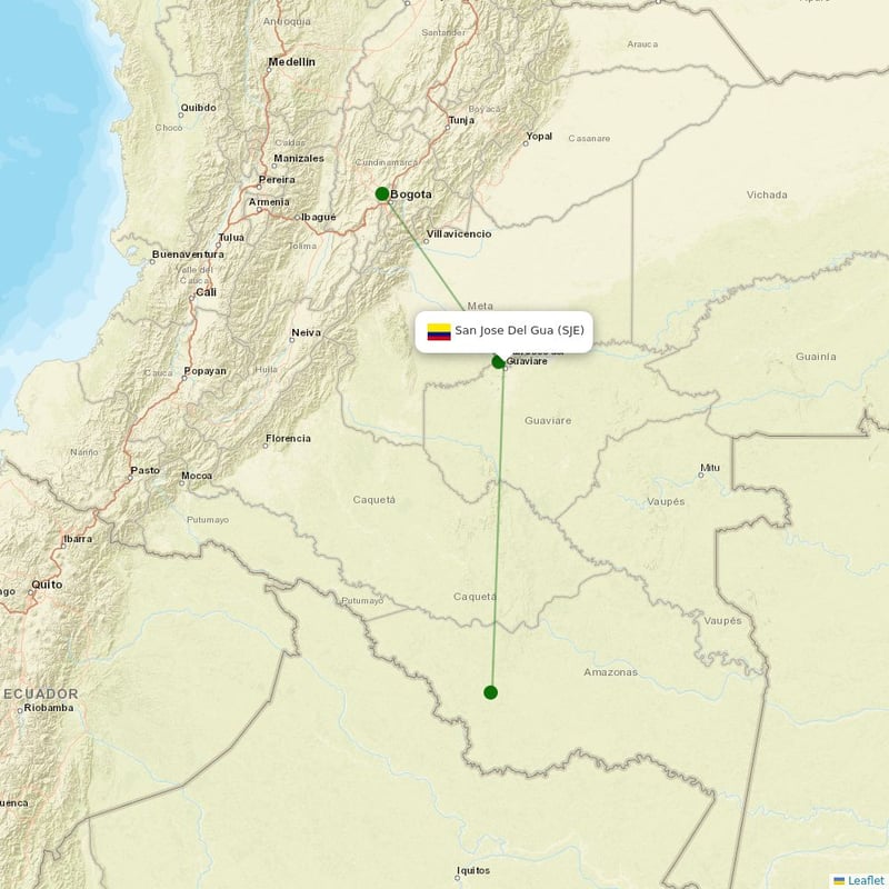 Route map over SJE airport
