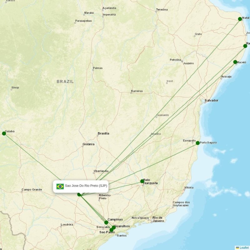 Route map over SJP airport