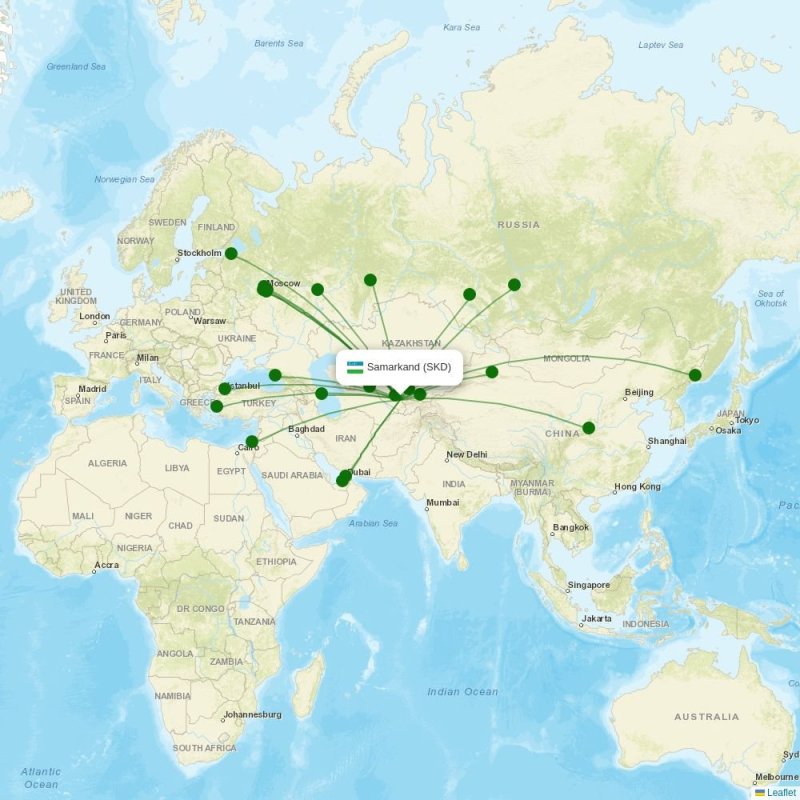 Route map over SKD airport
