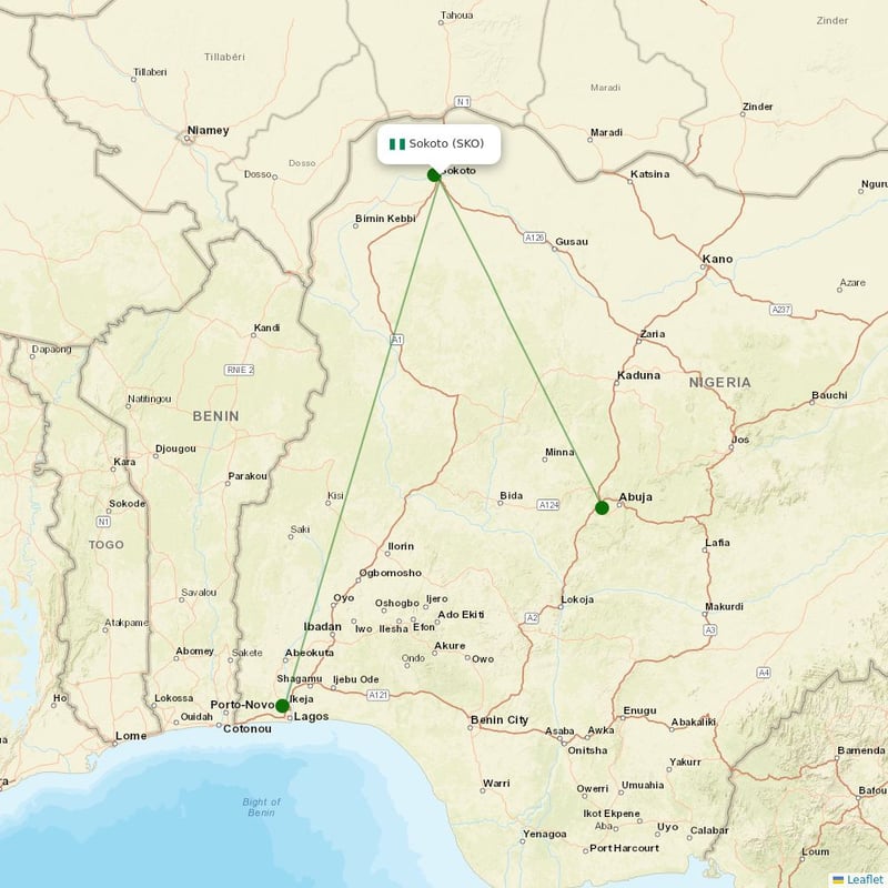 Route map over SKO airport