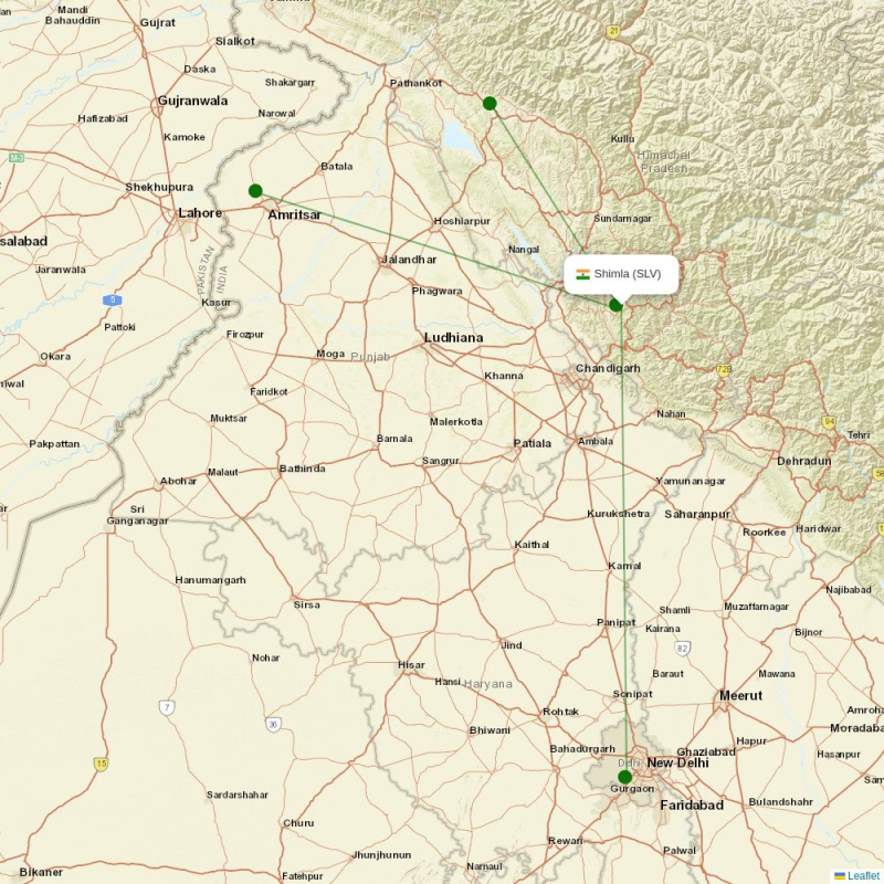 Route map over SLV airport