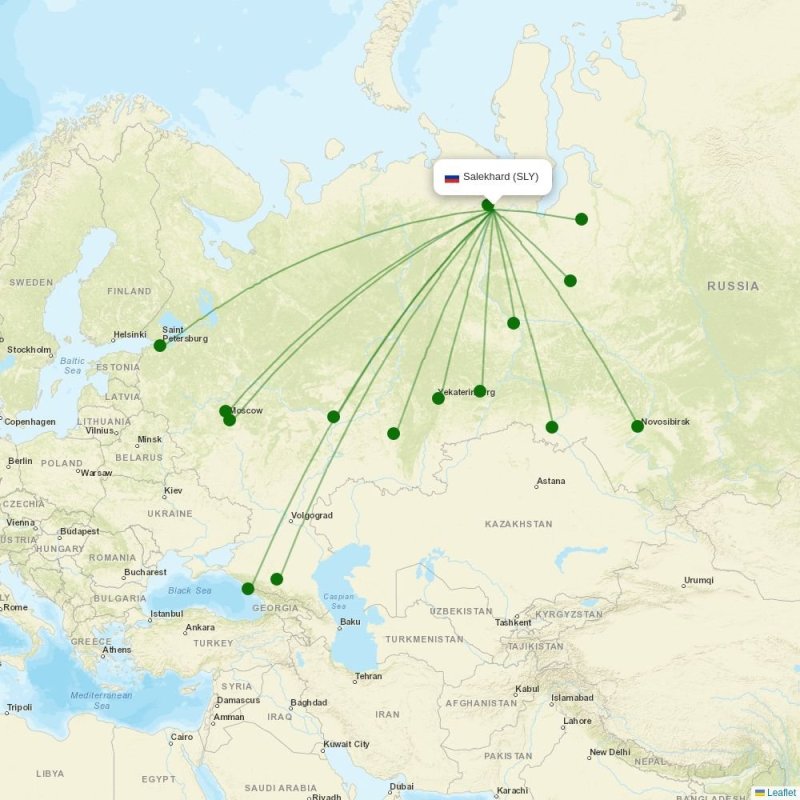 Route map over SLY airport