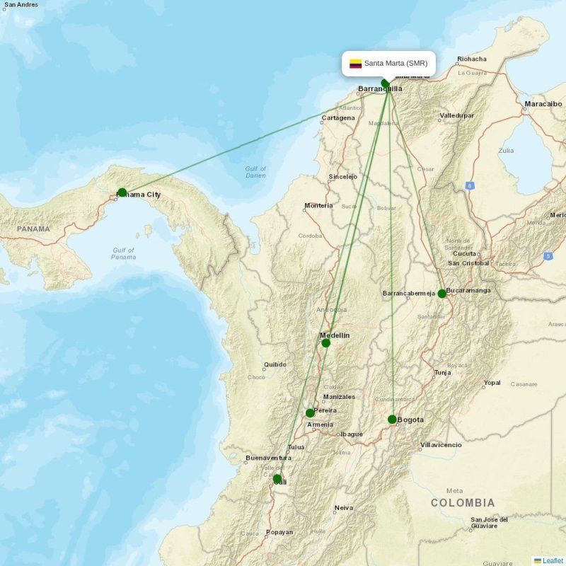Route map over SMR airport