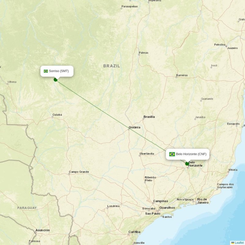 Route map over SMT airport