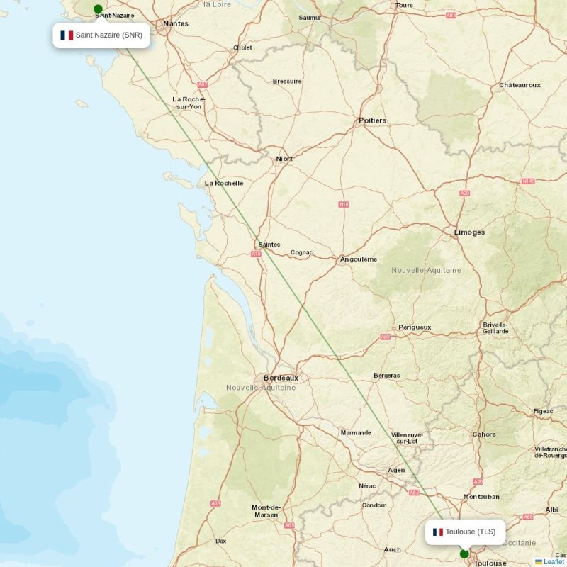 Route map over SNR airport