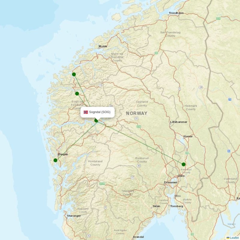 Route map over SOG airport