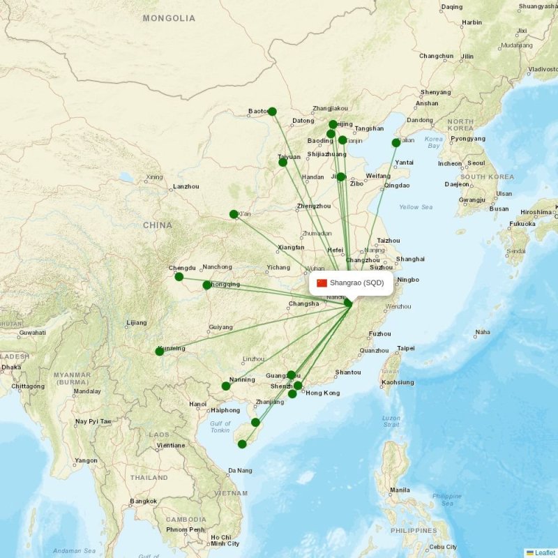 Route map over SQD airport