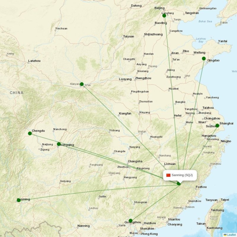 Route map over SQJ airport