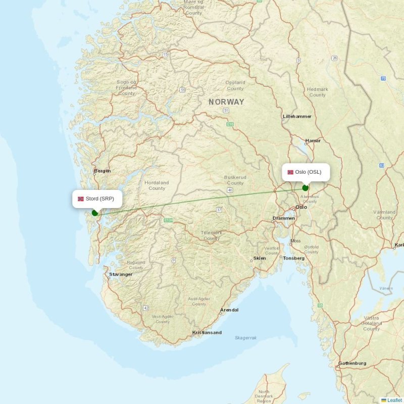 Route map over SRP airport
