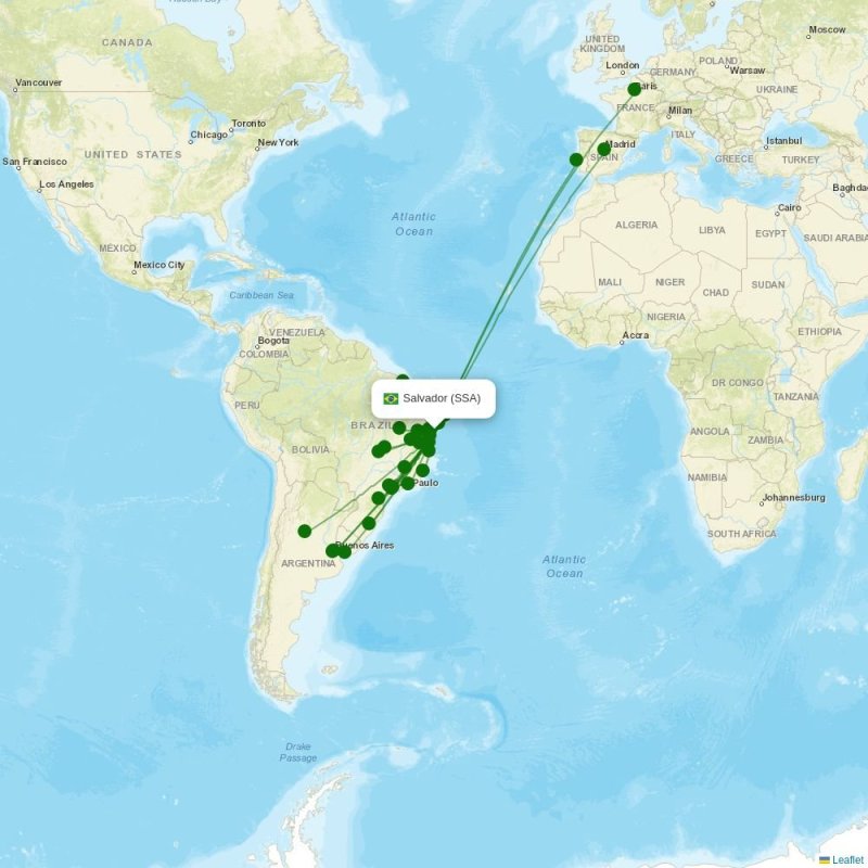Route map over SSA airport