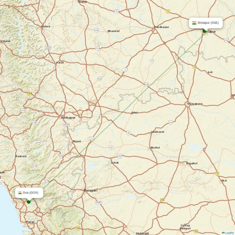 Route map over SSE airport