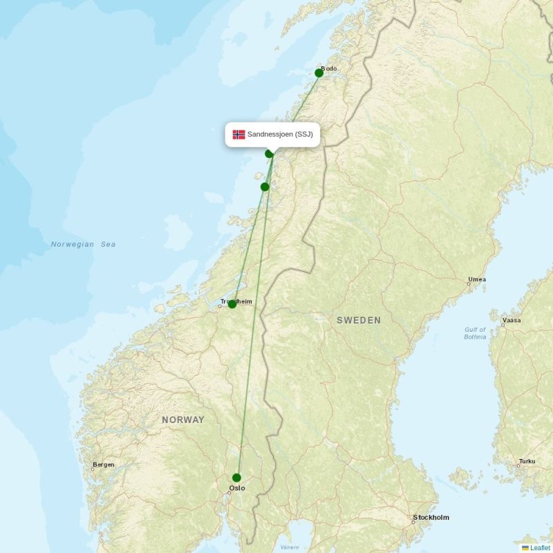 Route map over SSJ airport