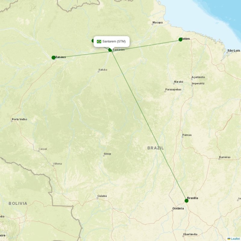 Route map over STM airport