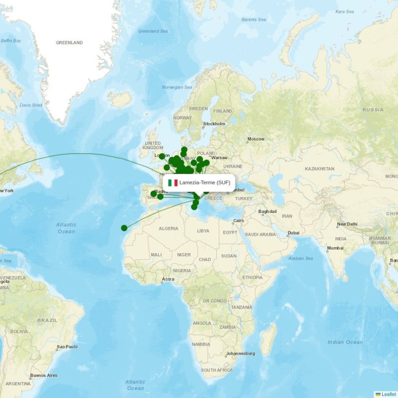 Route map over SUF airport
