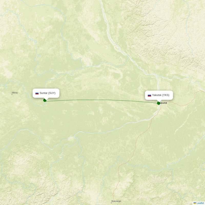 Route map over SUY airport