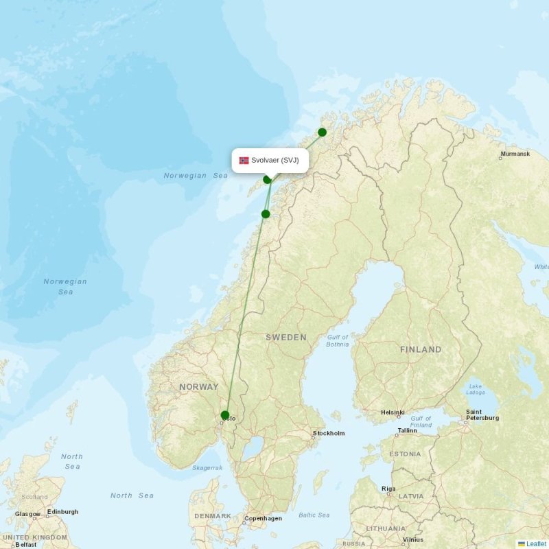 Route map over SVJ airport