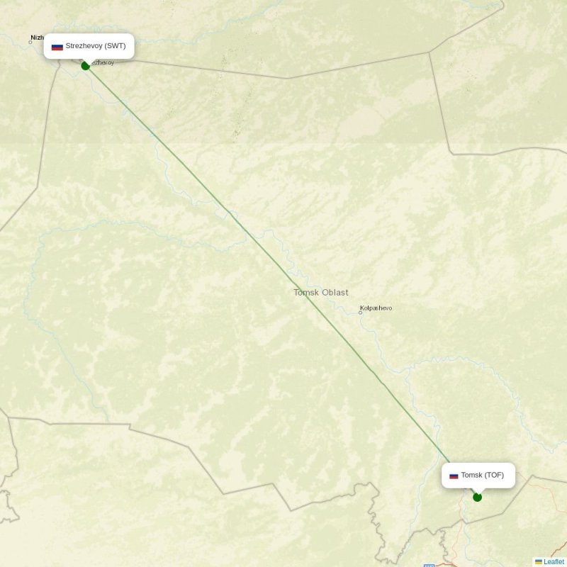 Route map over SWT airport