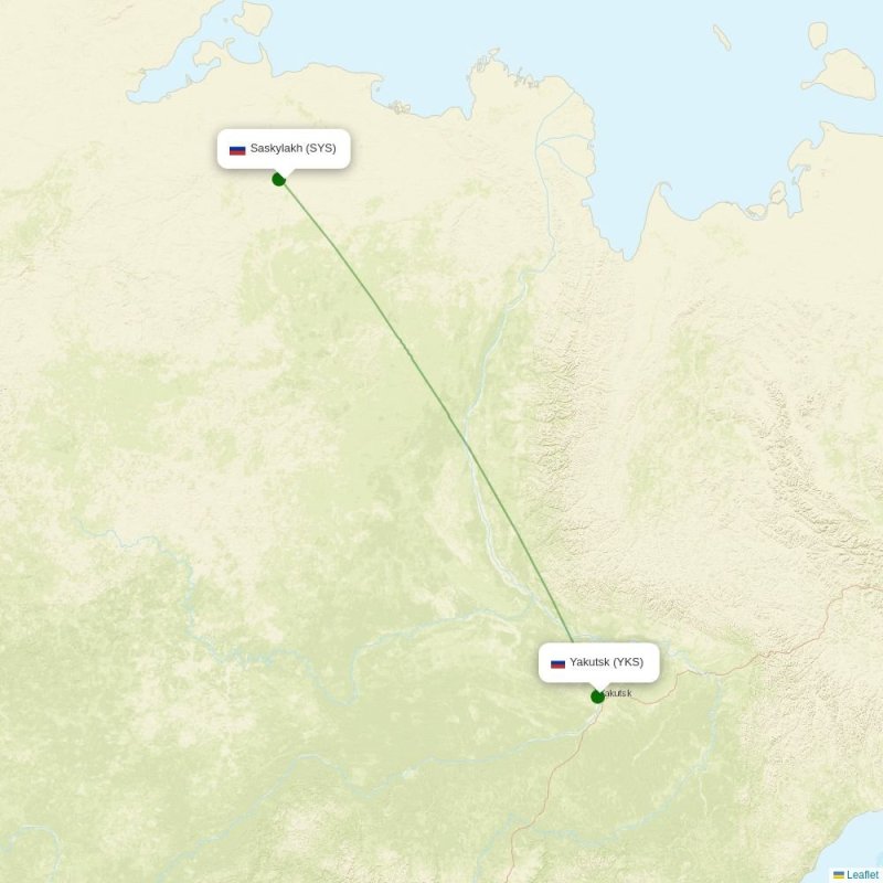 Route map over SYS airport