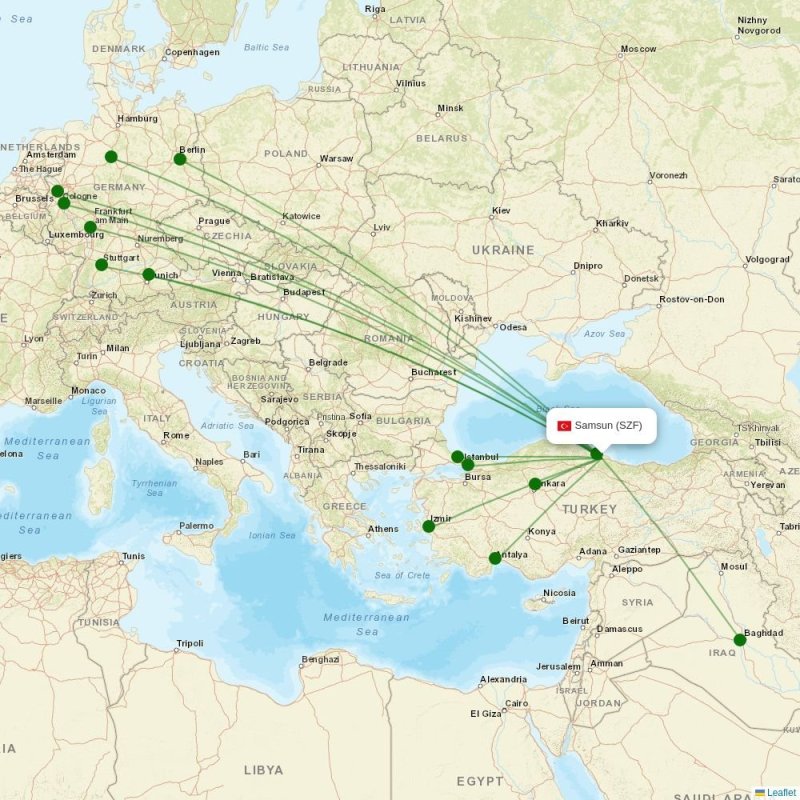 Route map over SZF airport